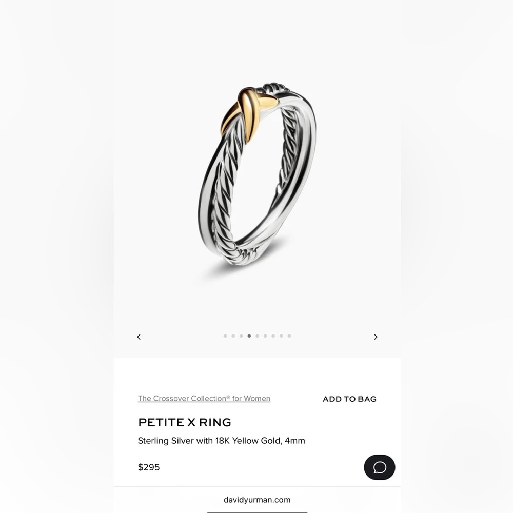 David Yurman Silver and Gold Crossover Ring - Picture 2 of 6